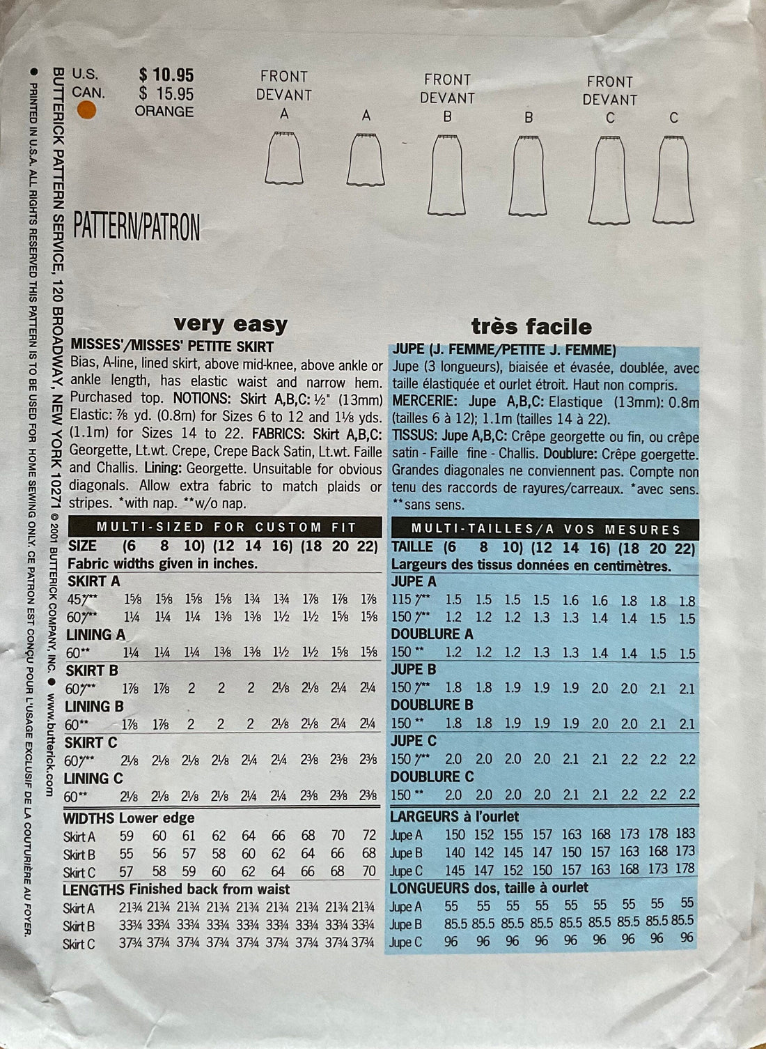 Butterick 5431 Sewing Pattern (Vintage) CUT
