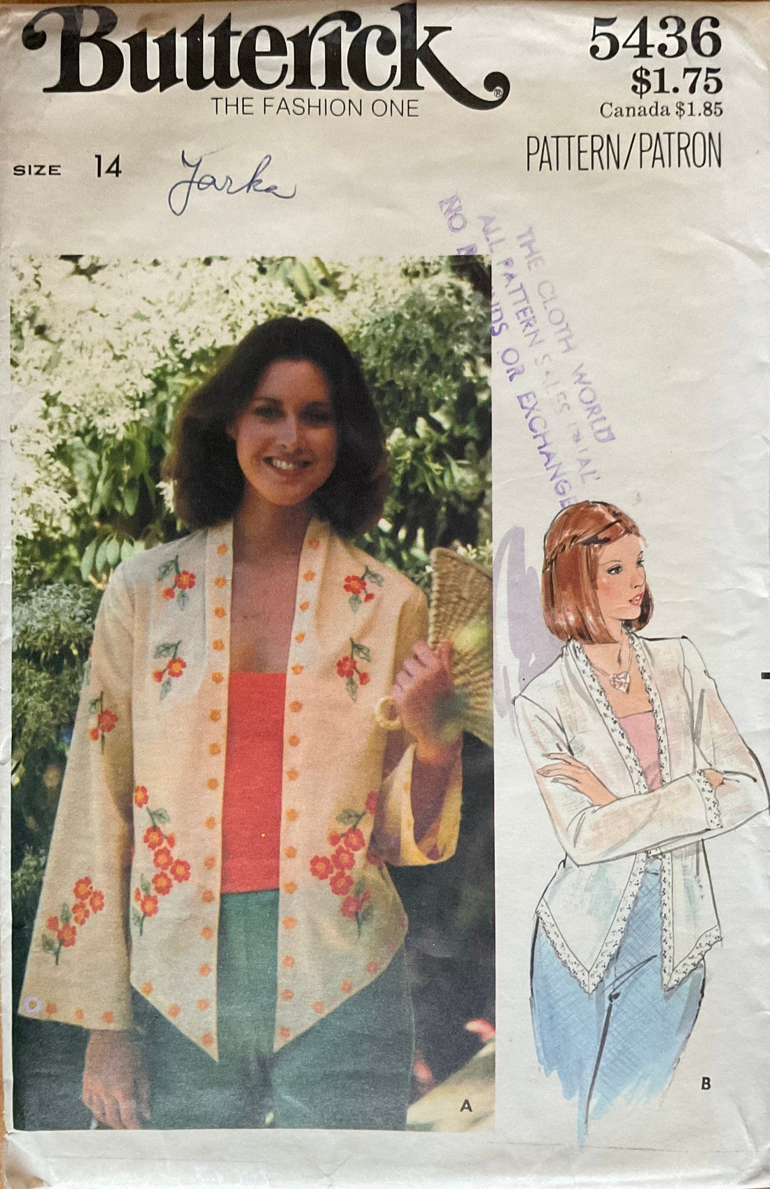 Butterick 5436 Sewing Pattern (Vintage) CUT