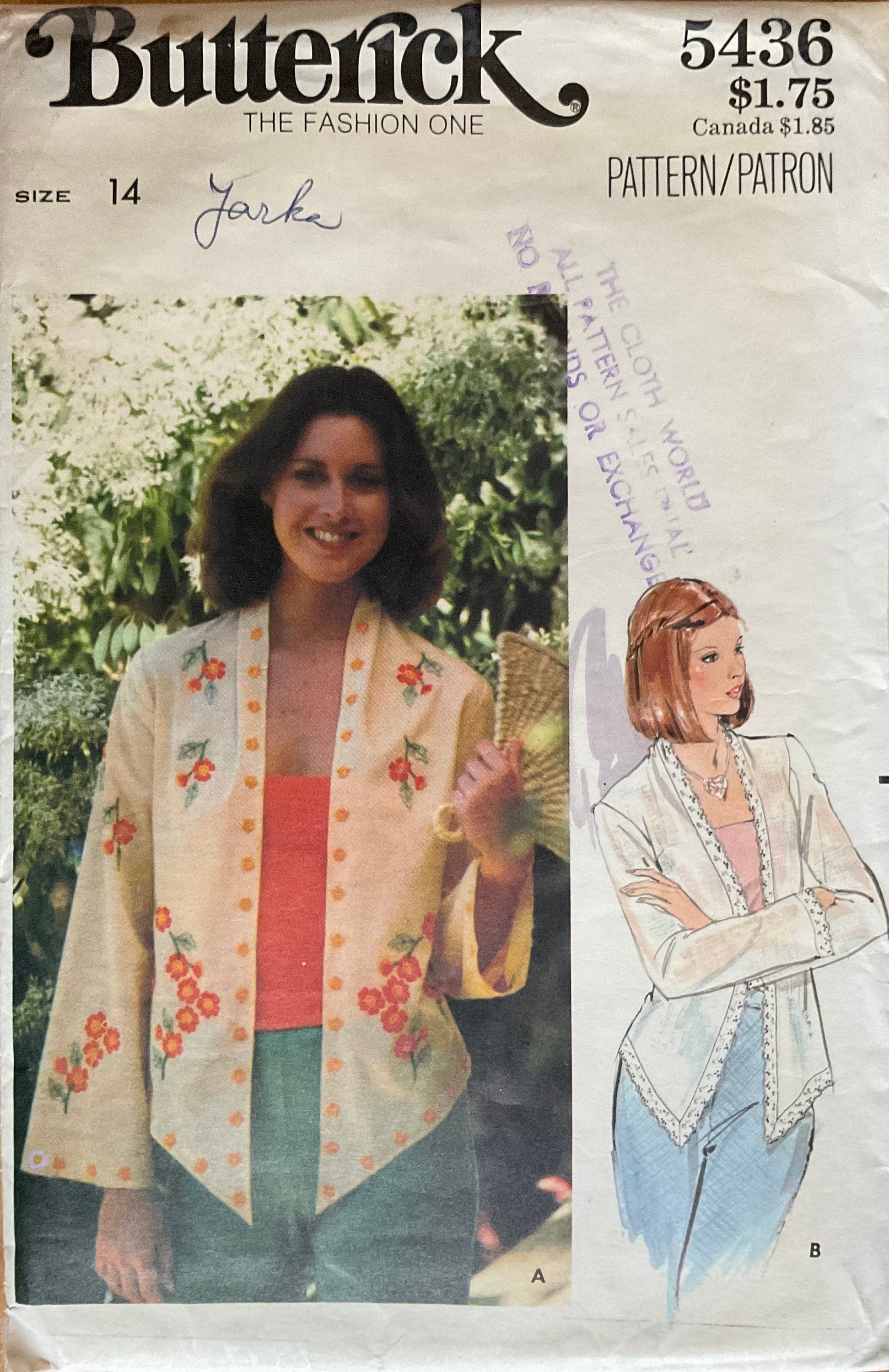 Butterick 5436 Sewing Pattern (Vintage) CUT