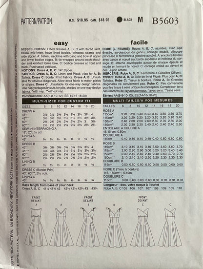 Butterick 5603 Sewing Pattern (Vintage) UNCUT