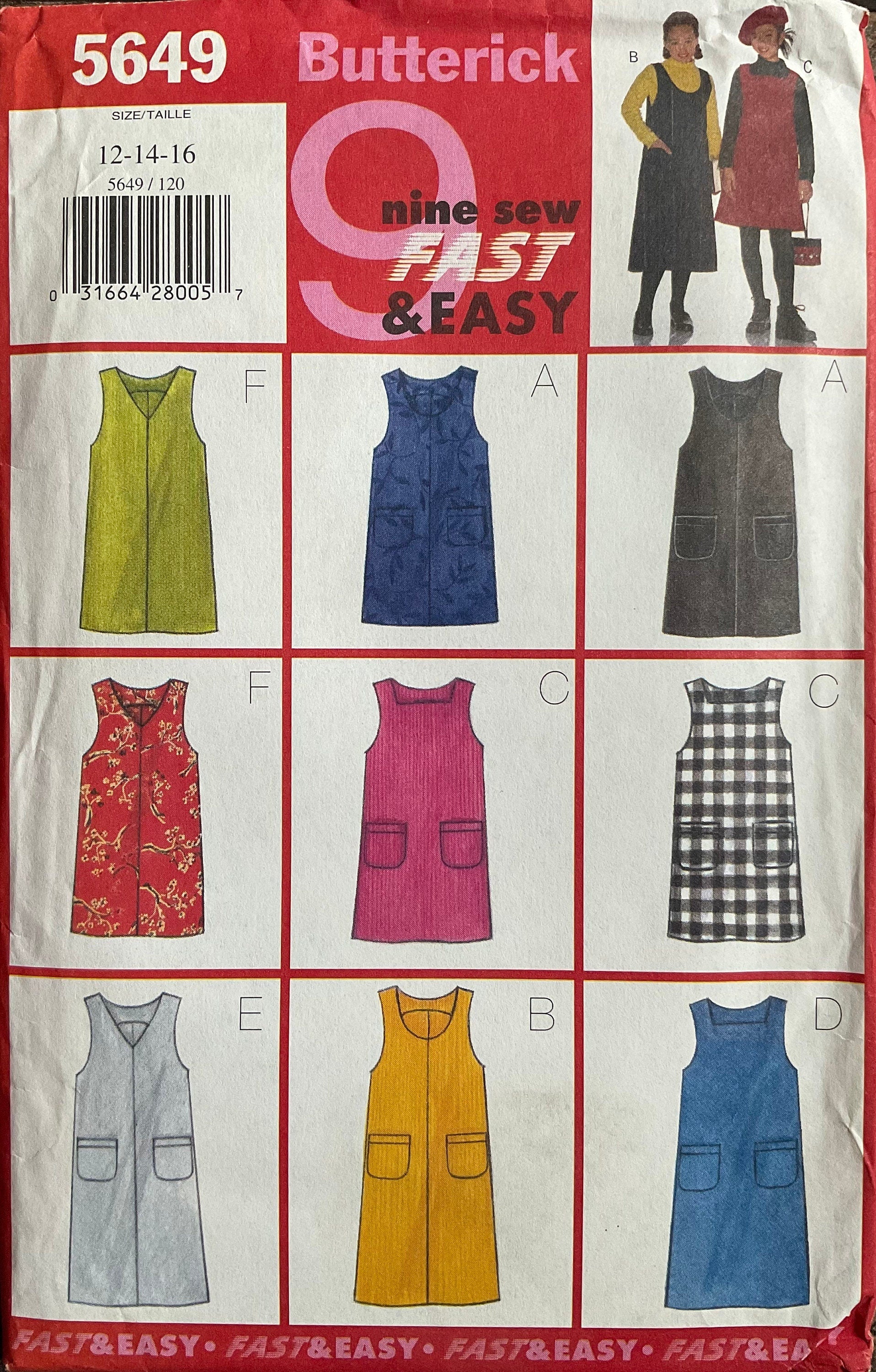 Butterick 5649 Sewing Pattern (Vintage) UNCUT
