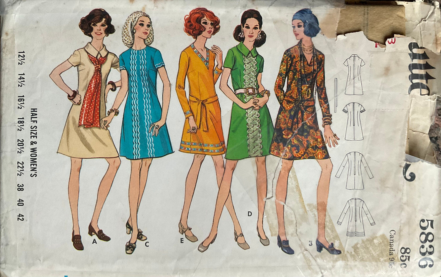 Butterick 5836 Sewing Pattern (Vintage) CUT