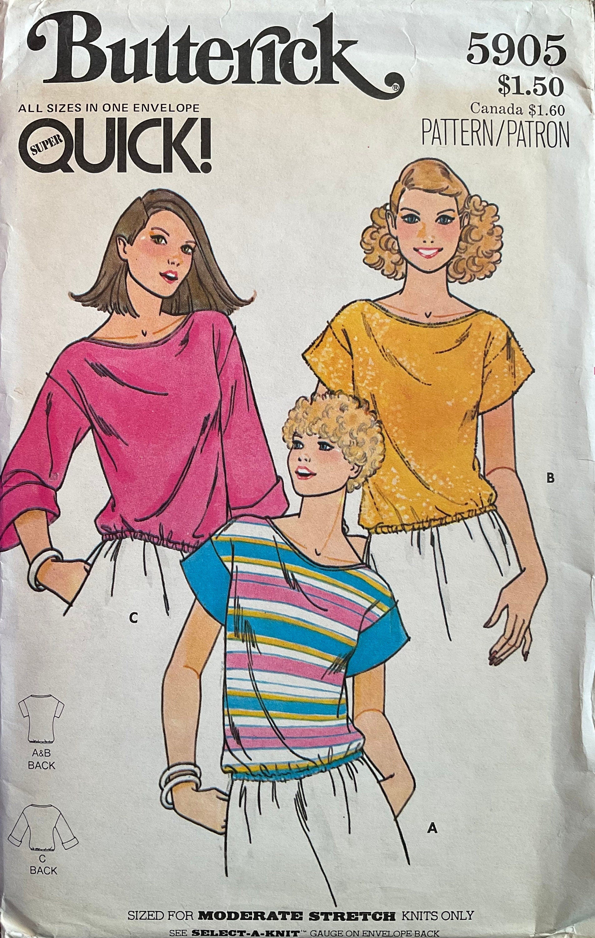 Butterick 5905 Sewing Pattern (Vintage) UNCUT