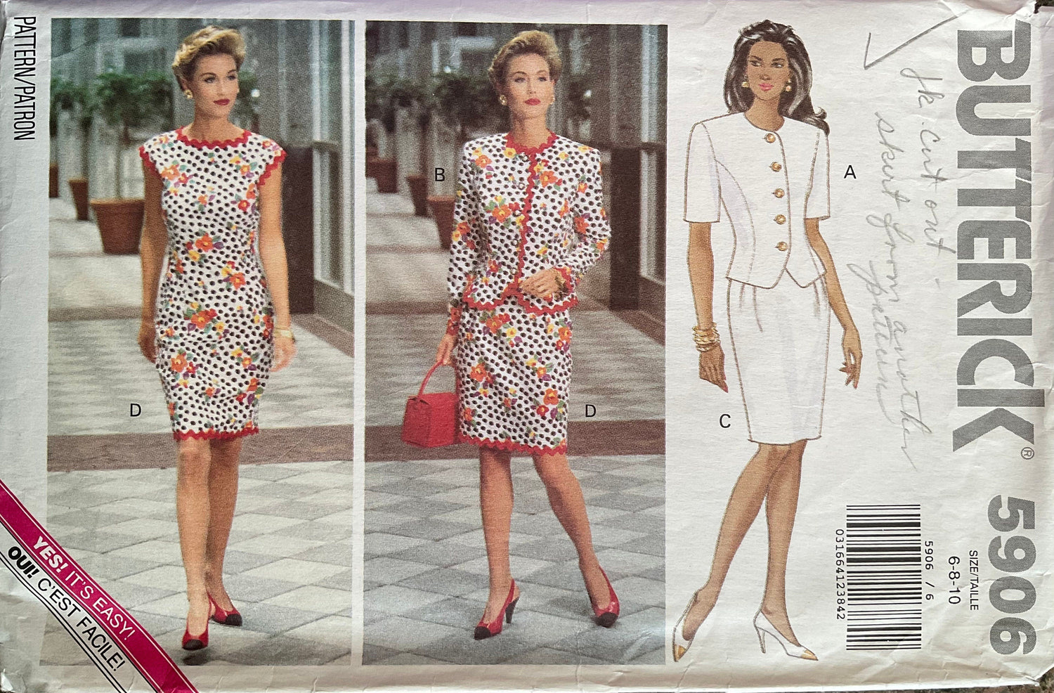 Butterick 5906 Sewing Pattern (Vintage) CUT
