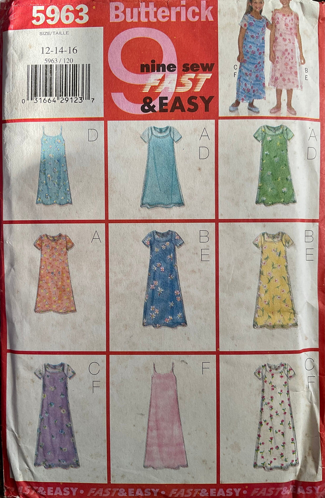 Butterick 5963 Sewing Pattern (Vintage) UNCUT