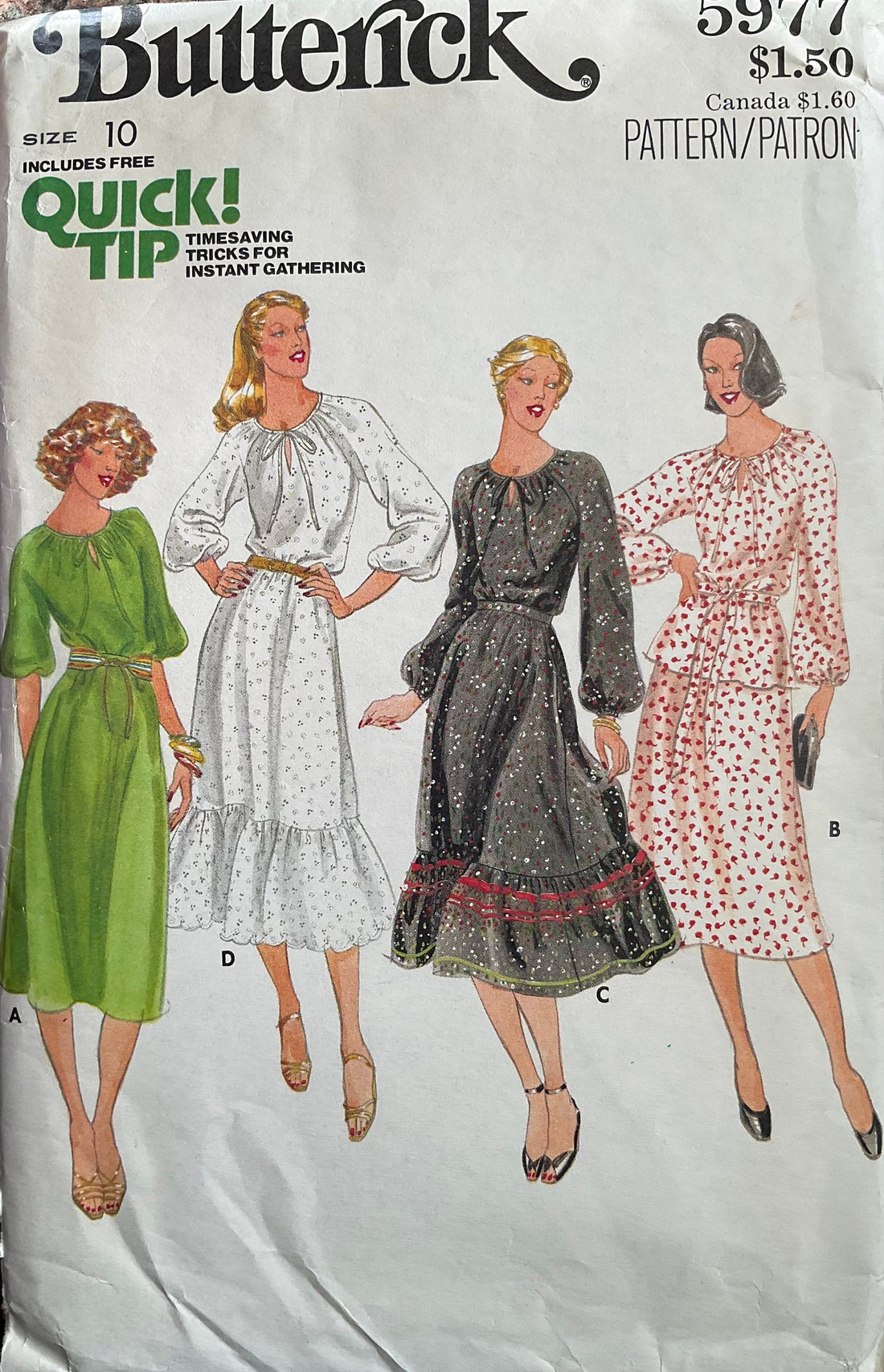Butterick 5977 Sewing Pattern (Vintage) CUT