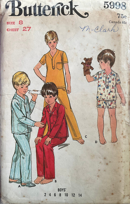 Butterick 5998 Sewing Pattern (Vintage) CUT