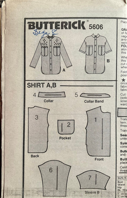 Butterick 5606 Sewing Pattern (Vintage) UNCUT