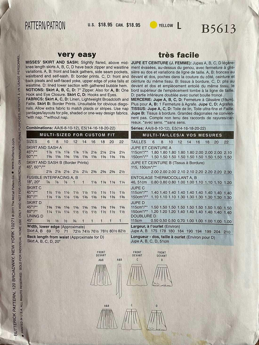 Butterick 5613 Sewing Pattern (Vintage) CUT