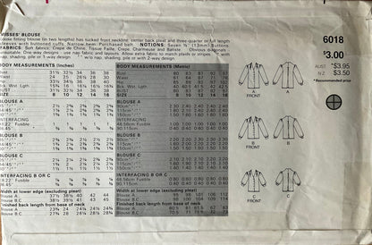 Butterick 6018 Sewing Pattern (Vintage) UNCUT
