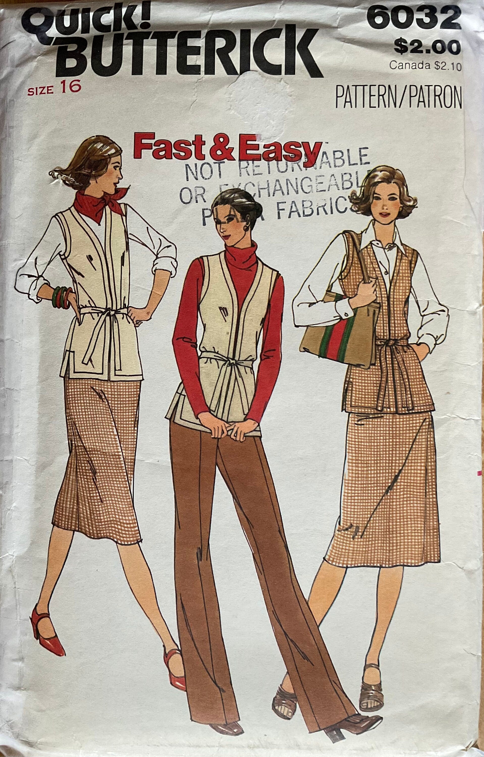 Butterick 6032 Sewing Pattern (Vintage) UNCUT