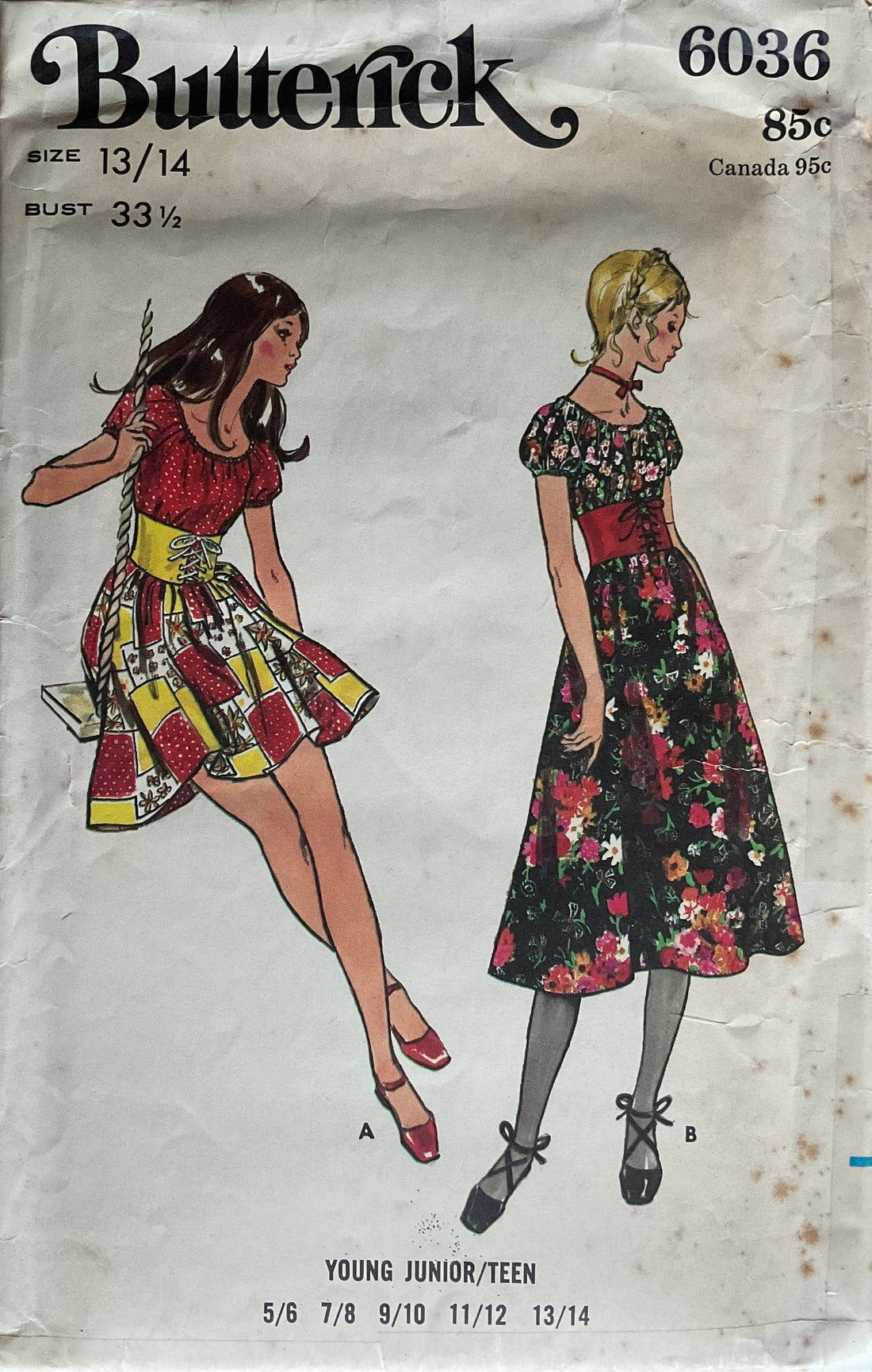 Butterick 6036 Sewing Pattern (Vintage) UNCUT