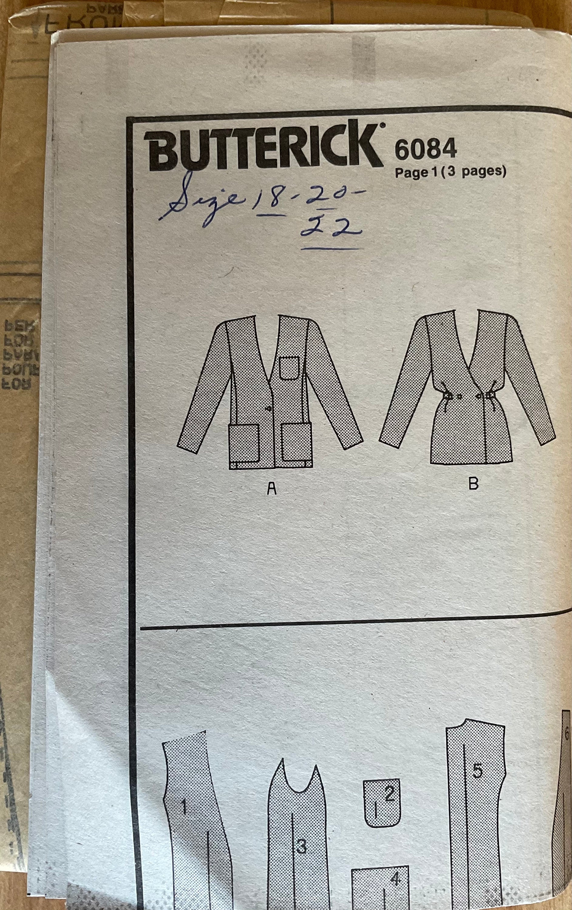 Butterick 6084 Sewing Pattern (Vintage) UNCUT
