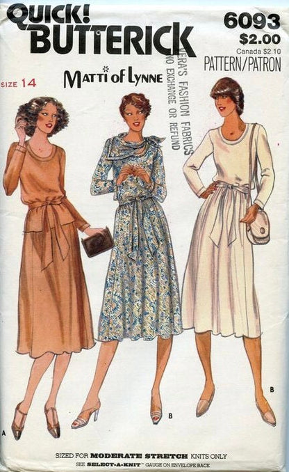 Butterick 6093/6094 Sewing Pattern (Vintage) UNCUT