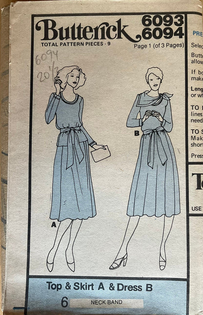 Butterick 6093/6094 Sewing Pattern (Vintage) UNCUT