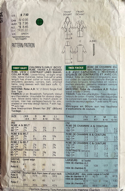 Butterick 5734 Sewing Pattern (Vintage) CUT