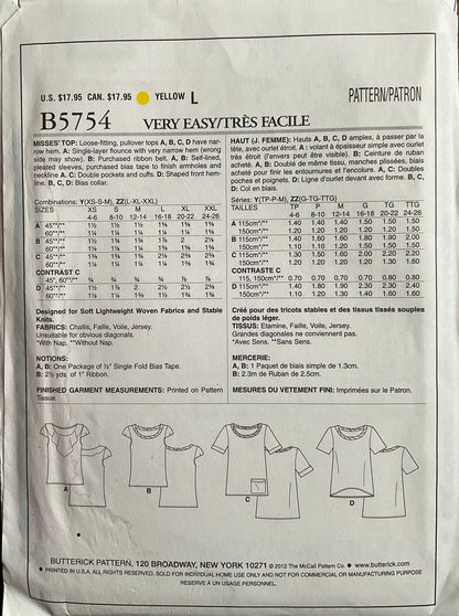 Butterick 5754 Sewing Pattern (Vintage) UNCUT