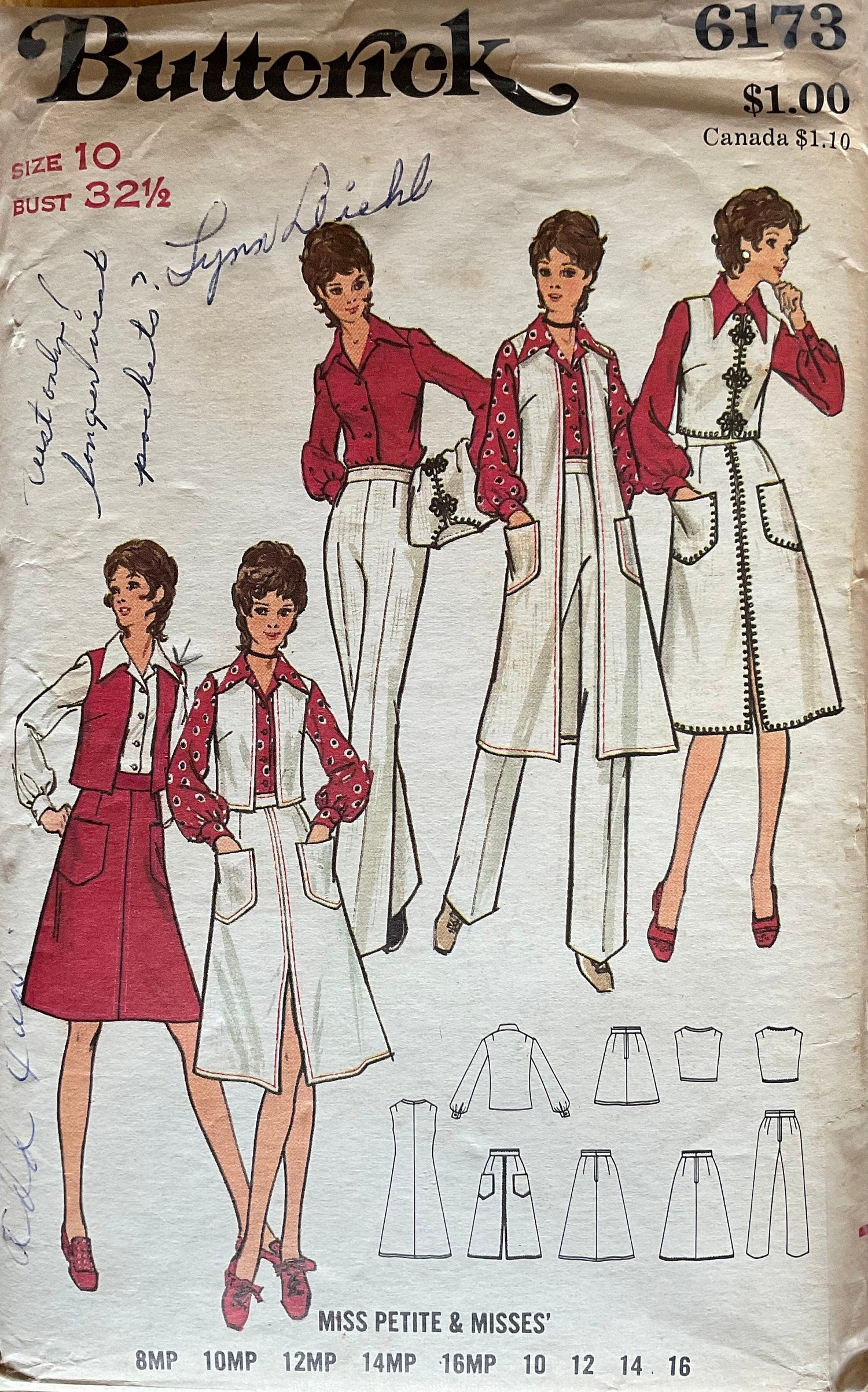 Butterick 6173 Sewing Pattern (Vintage) CUT