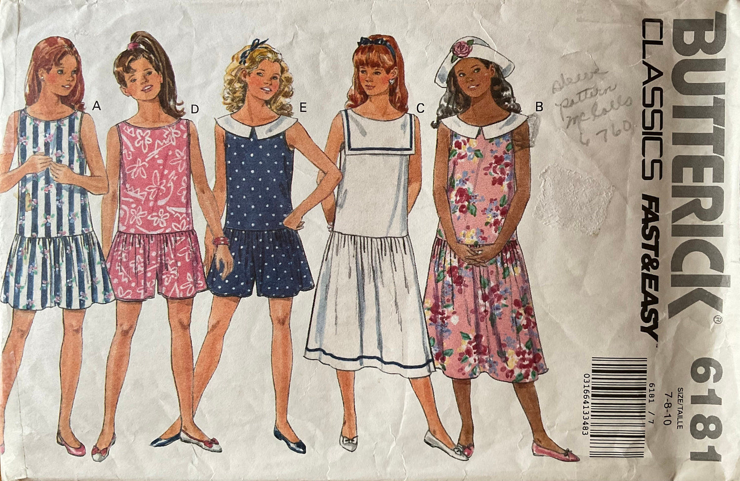 Butterick 6181 Sewing Pattern (Vintage) CUT