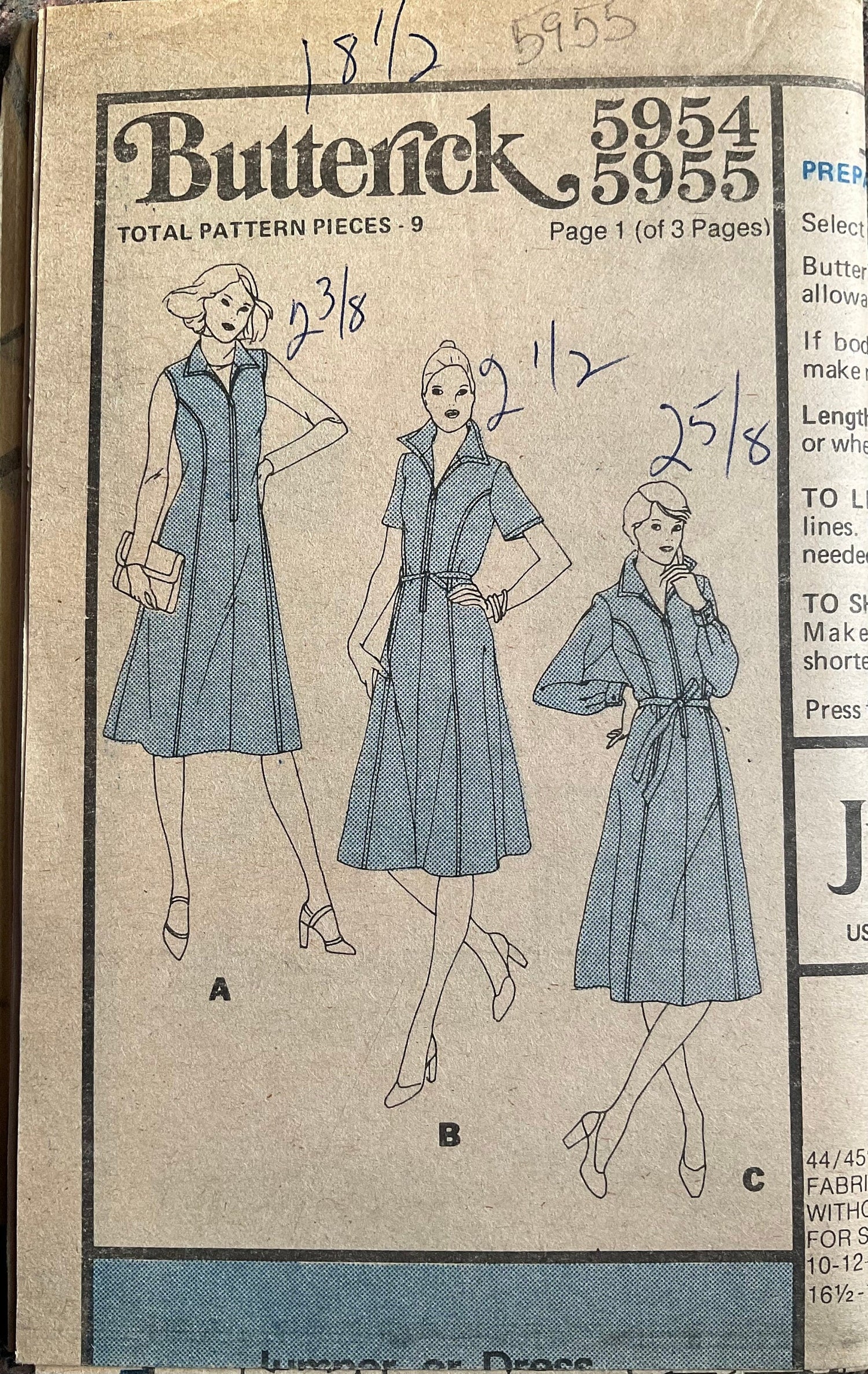 Butterick 5954 Sewing Pattern (Vintage) UNCUT