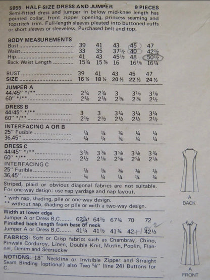 Butterick 5954 Sewing Pattern (Vintage) UNCUT