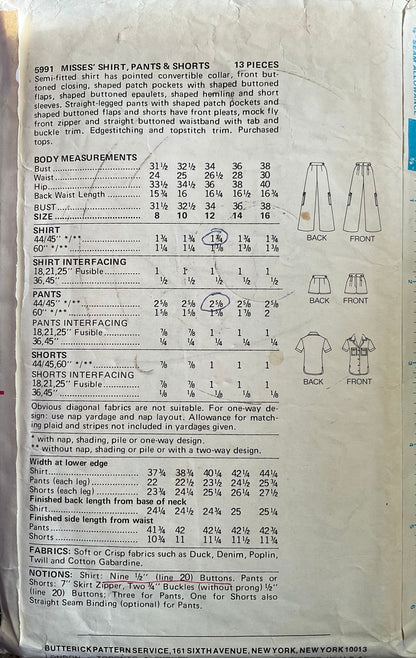 Butterick 5991 Sewing Pattern (Vintage) CUT
