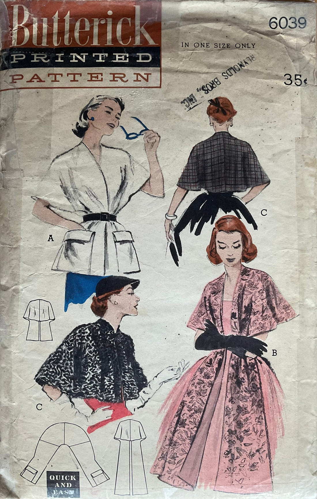 Butterick 6039 Sewing Pattern (Vintage) CUT