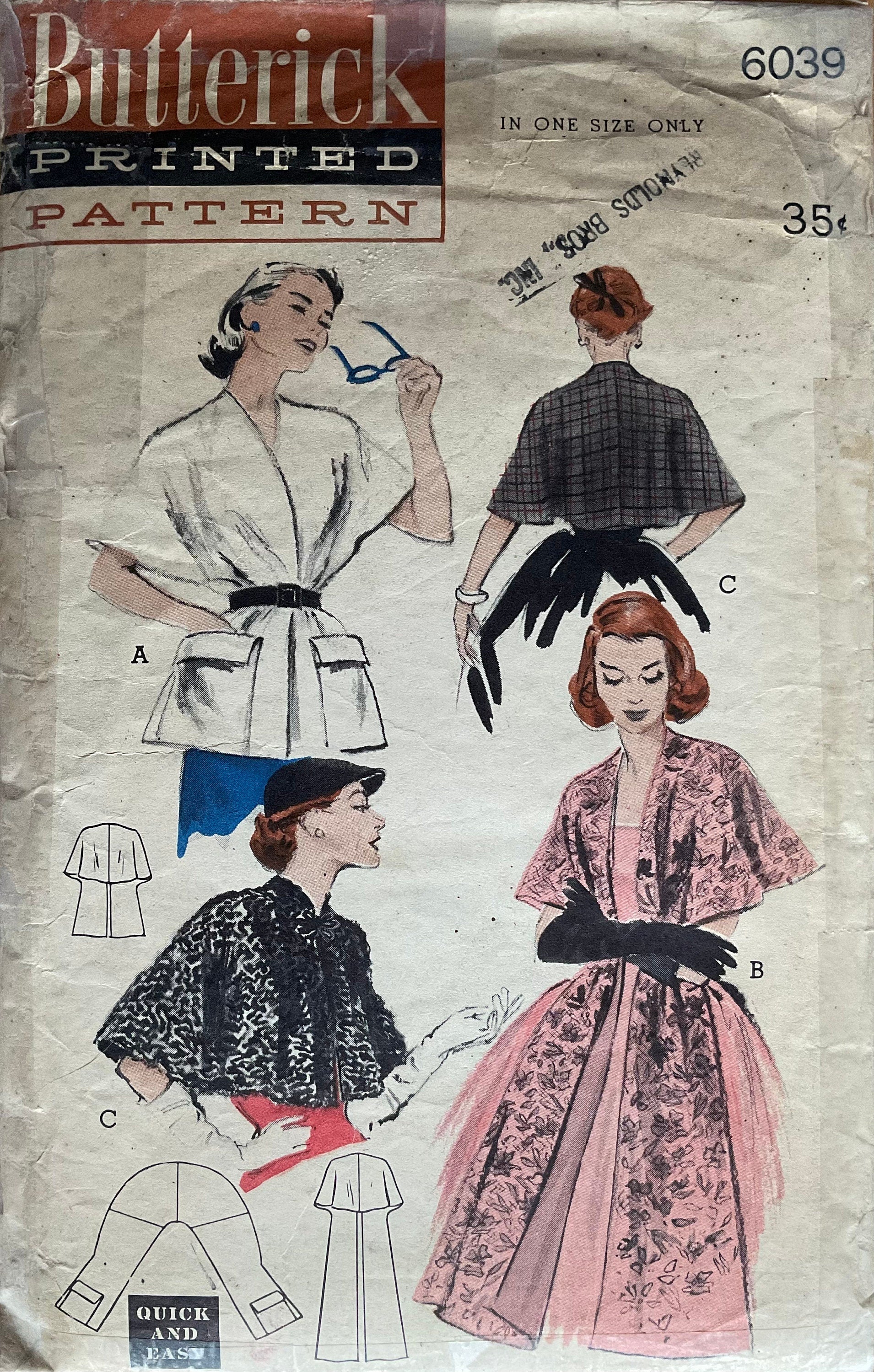 Butterick 6039 Sewing Pattern (Vintage) CUT