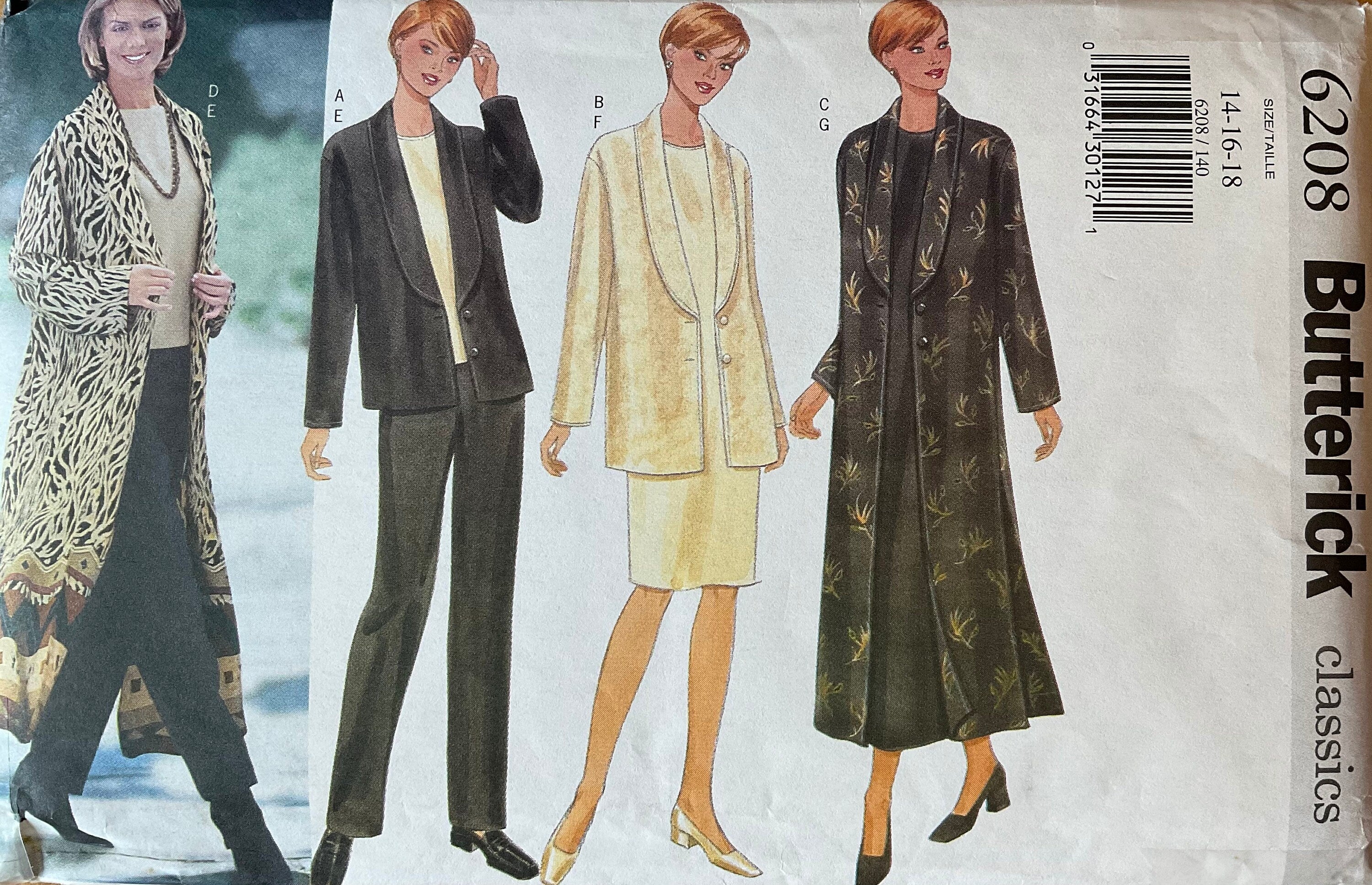 Butterick 6208 Sewing Pattern (Vintage) UNCUT