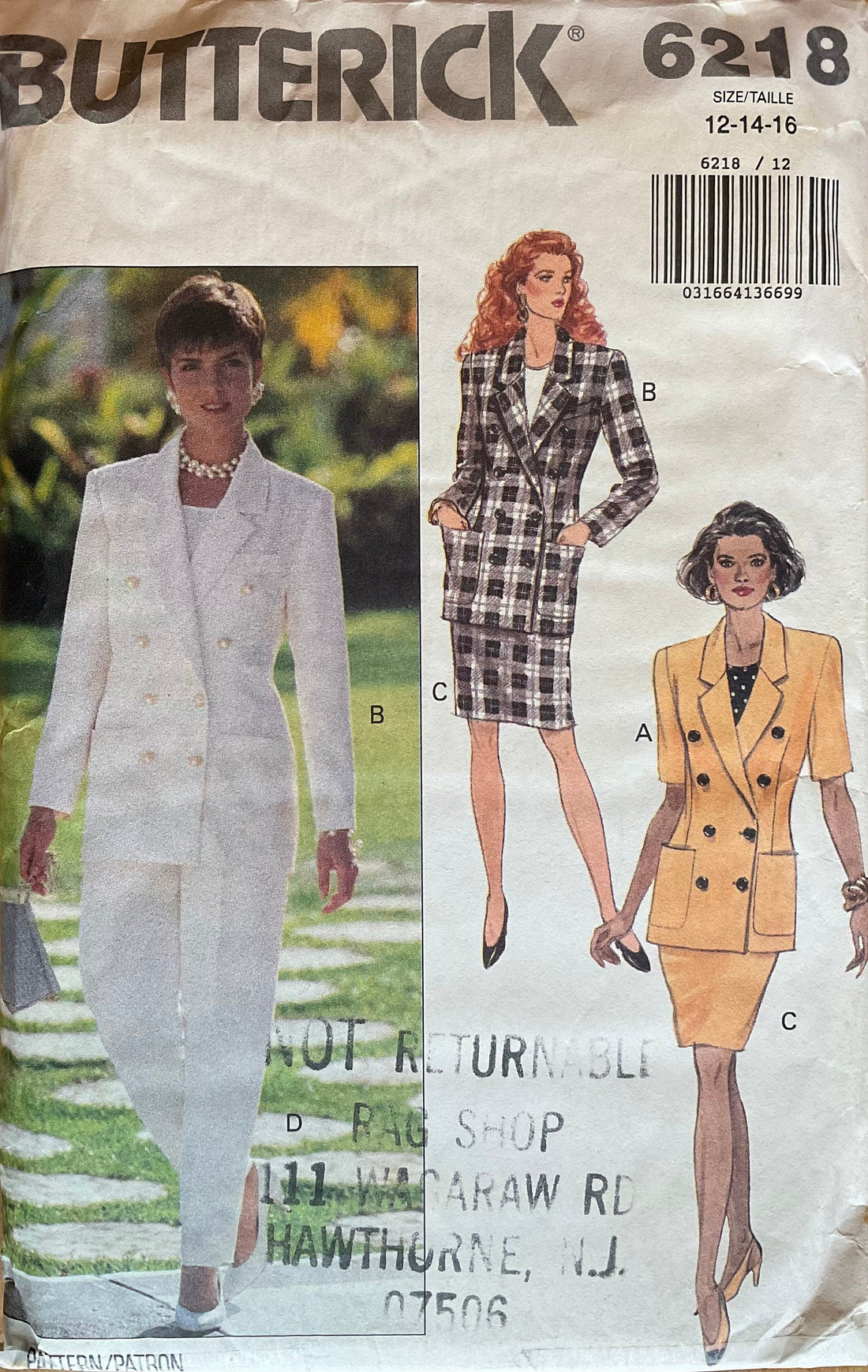 Butterick 6218 Sewing Pattern (Vintage) UNCUT