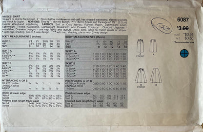 Butterick 6087 Sewing Pattern (Vintage) UNCUT