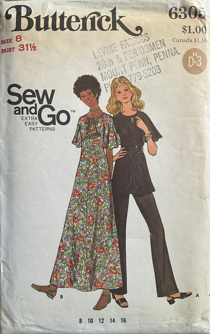 Butterick 6305 Sewing Pattern (Vintage) CUT
