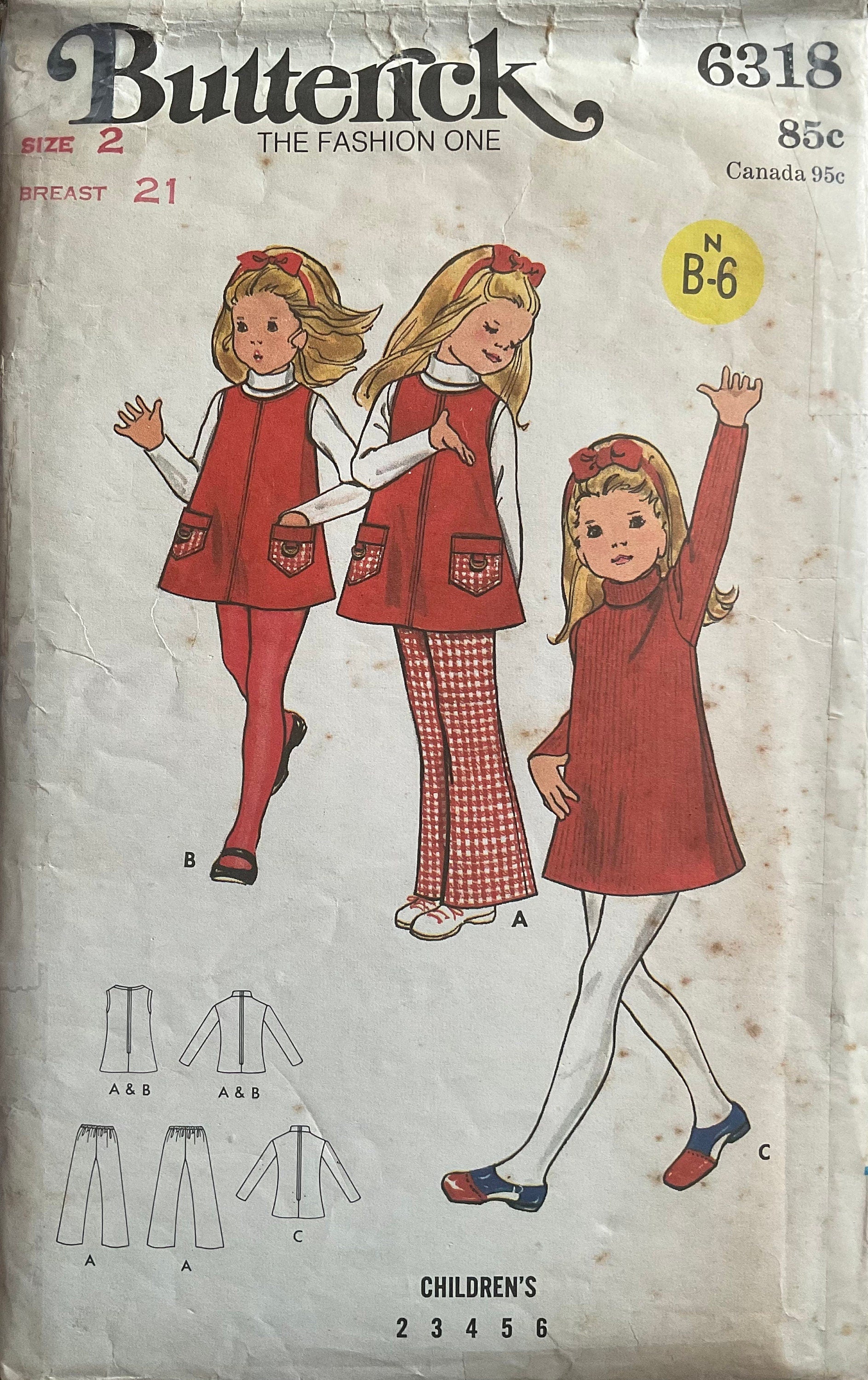 Butterick 6318 Sewing Pattern (Vintage) CUT