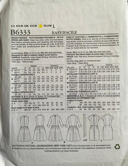 Butterick 6333 Sewing Pattern (Vintage) UNCUT