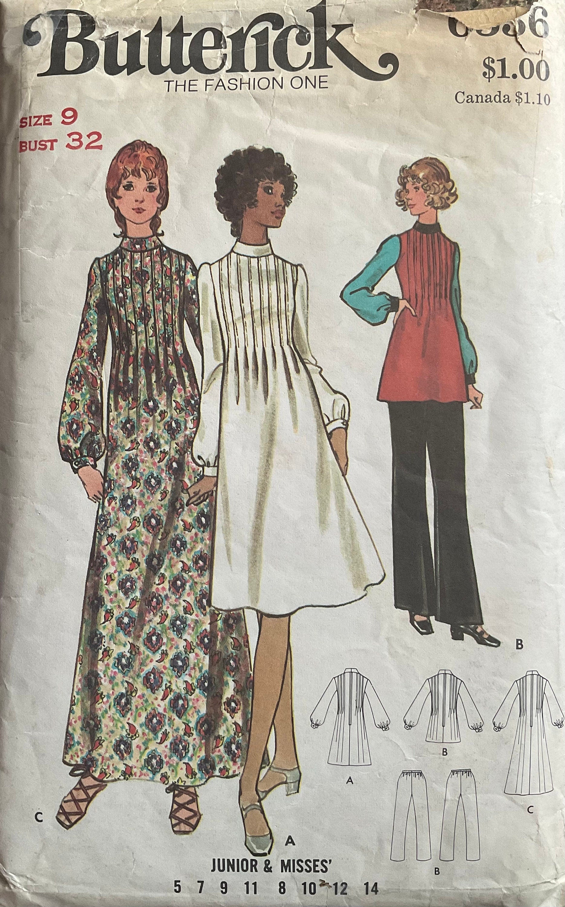 Butterick 6336 Sewing Pattern (Vintage) CUT