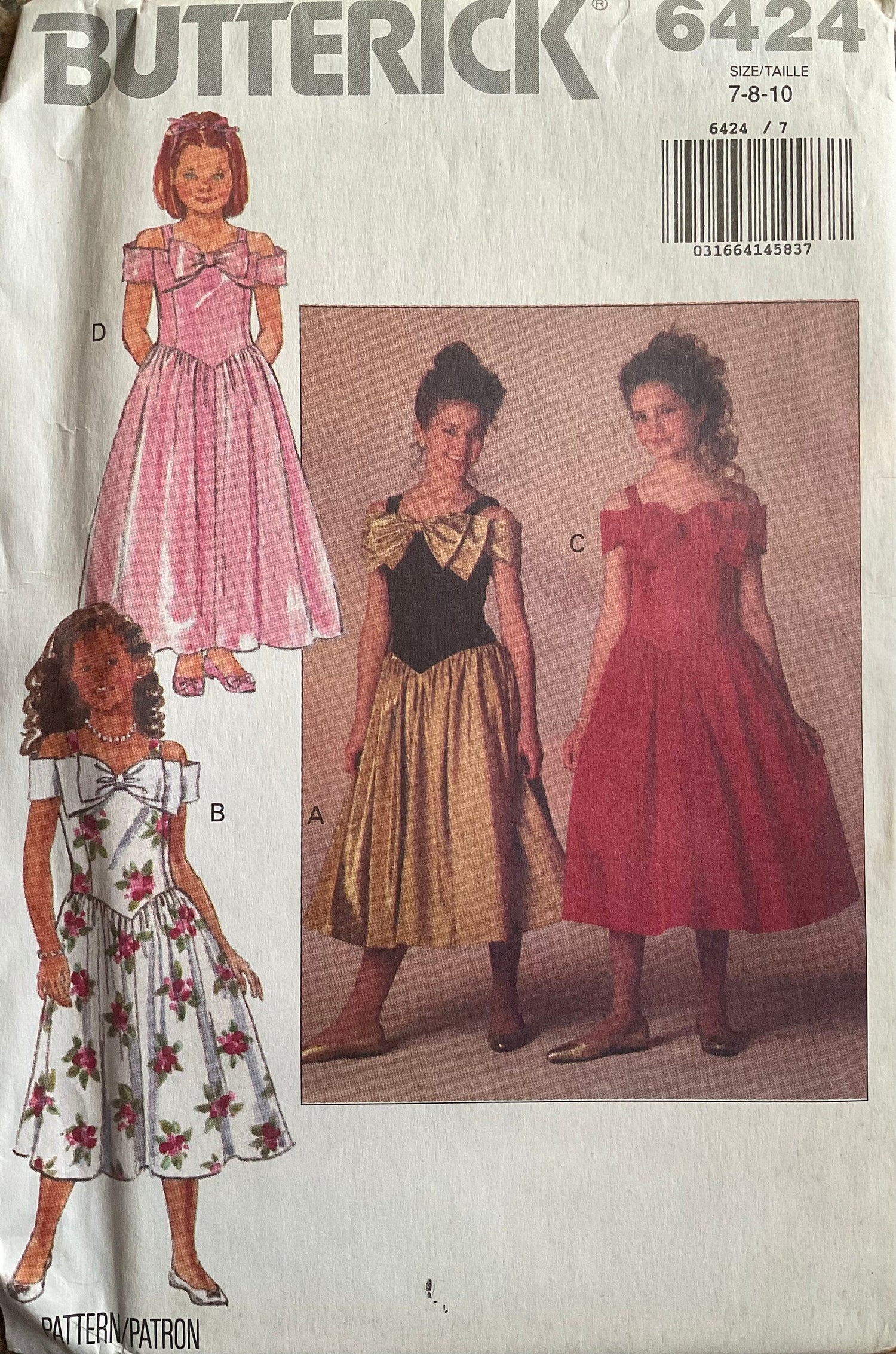 Butterick 6424 Sewing Pattern (Vintage) UNCUT