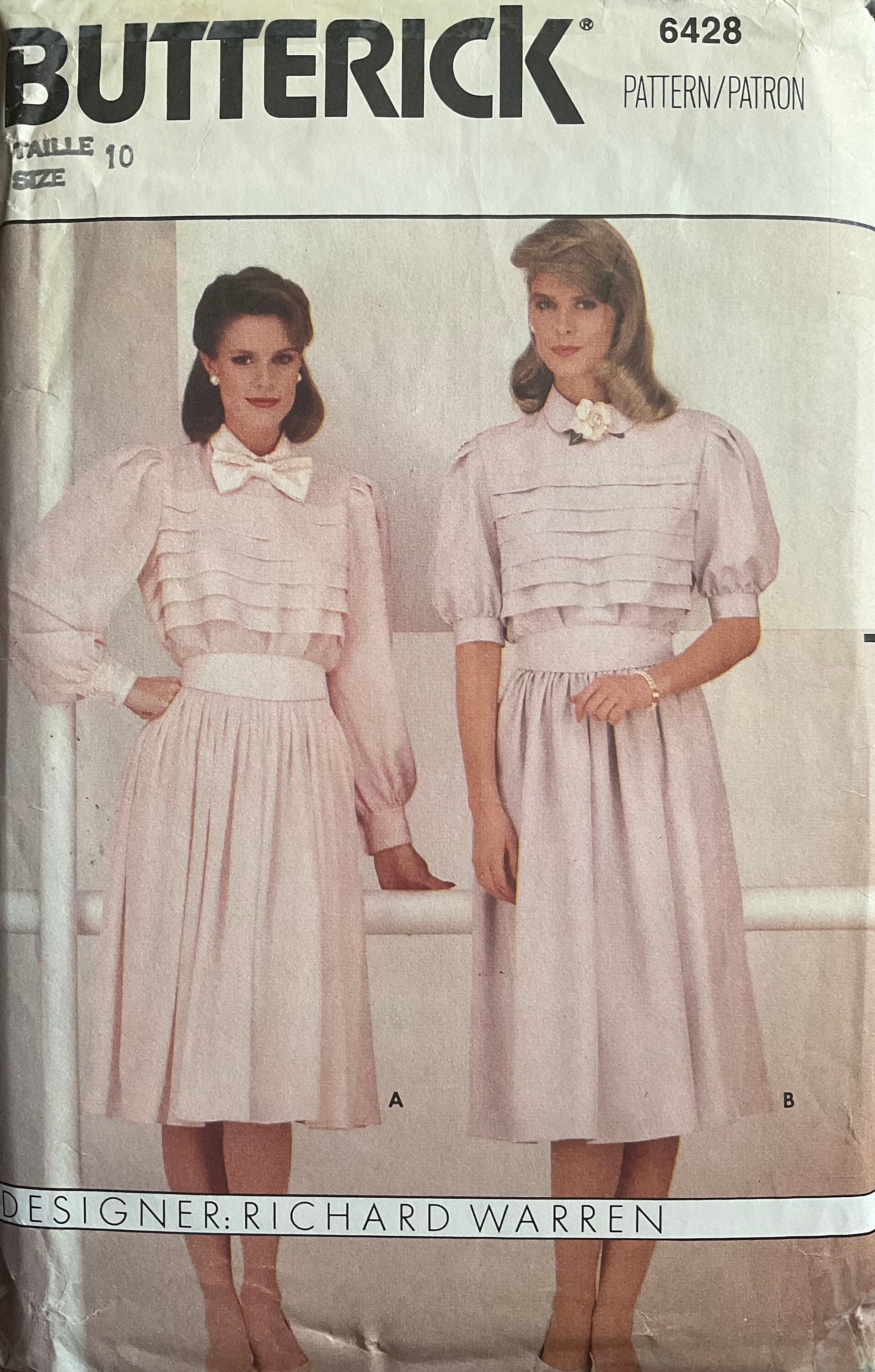Butterick 6428 Sewing Pattern (Vintage) CUT