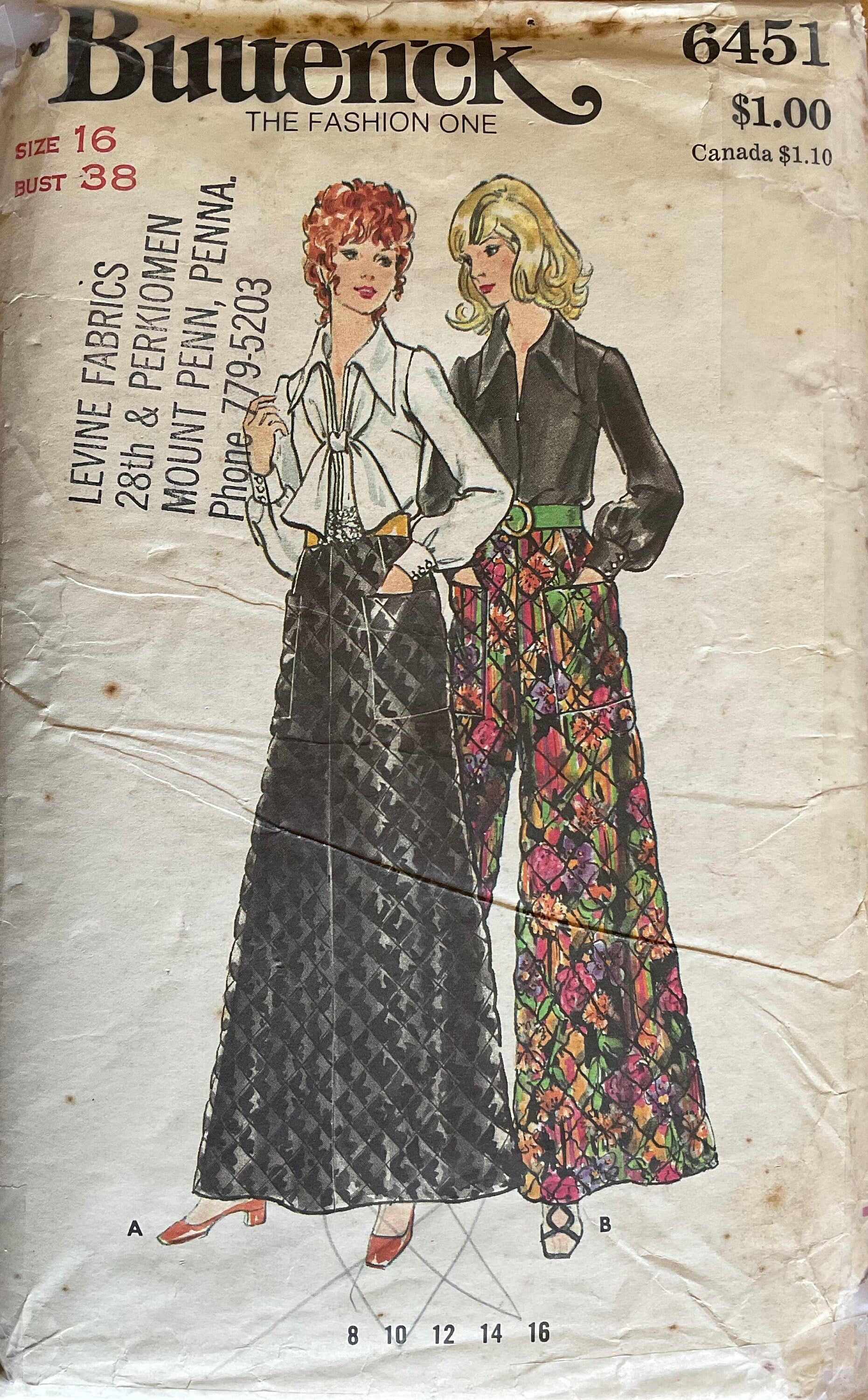 Butterick 6451 Sewing Pattern (Vintage) CUT