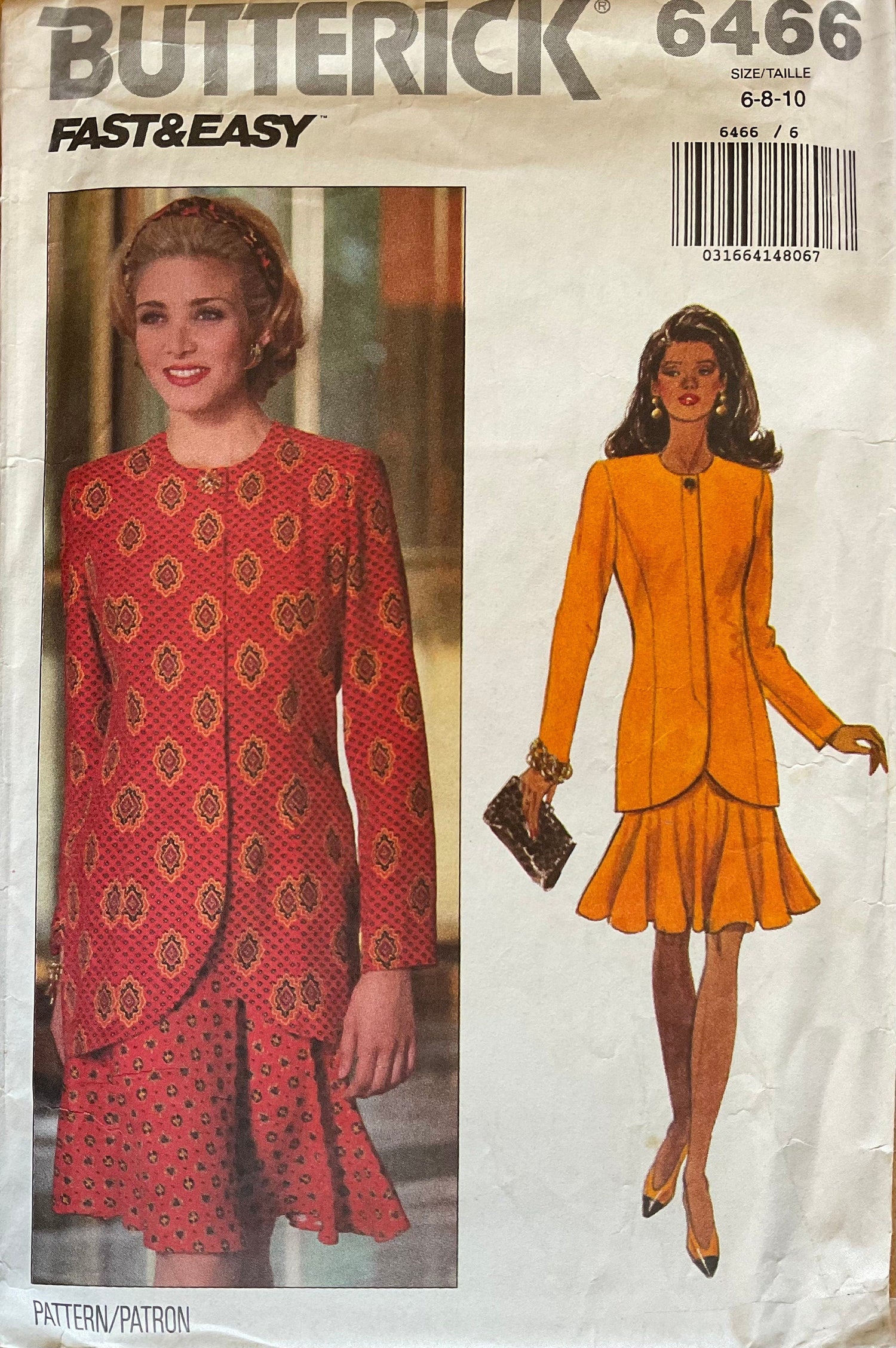 Butterick 6466 Sewing Pattern (Vintage) UNCUT