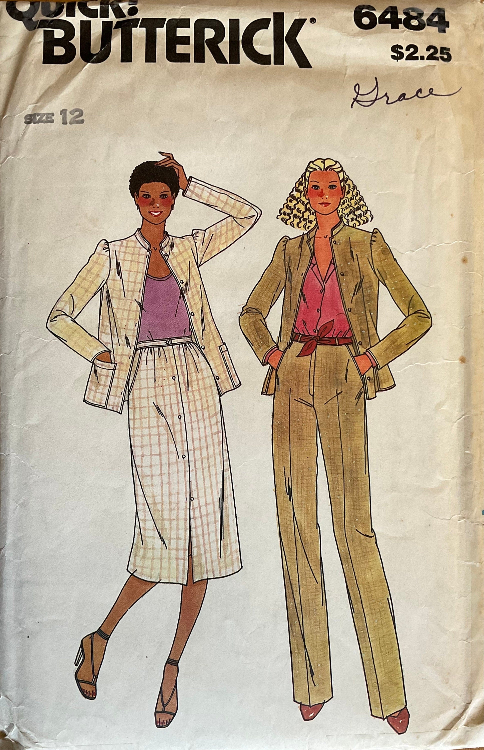 Butterick 6484 Sewing Pattern (Vintage) CUT