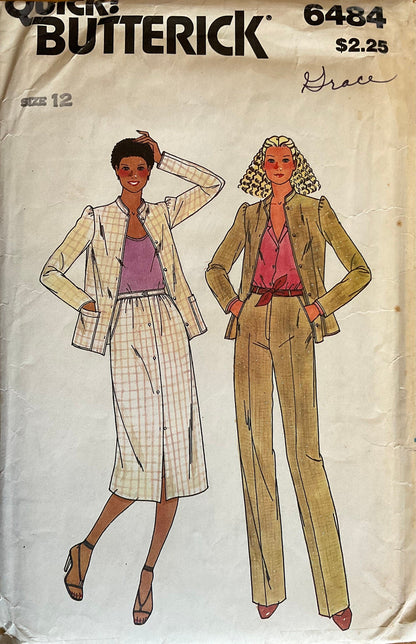 Butterick 6484 Sewing Pattern (Vintage) CUT