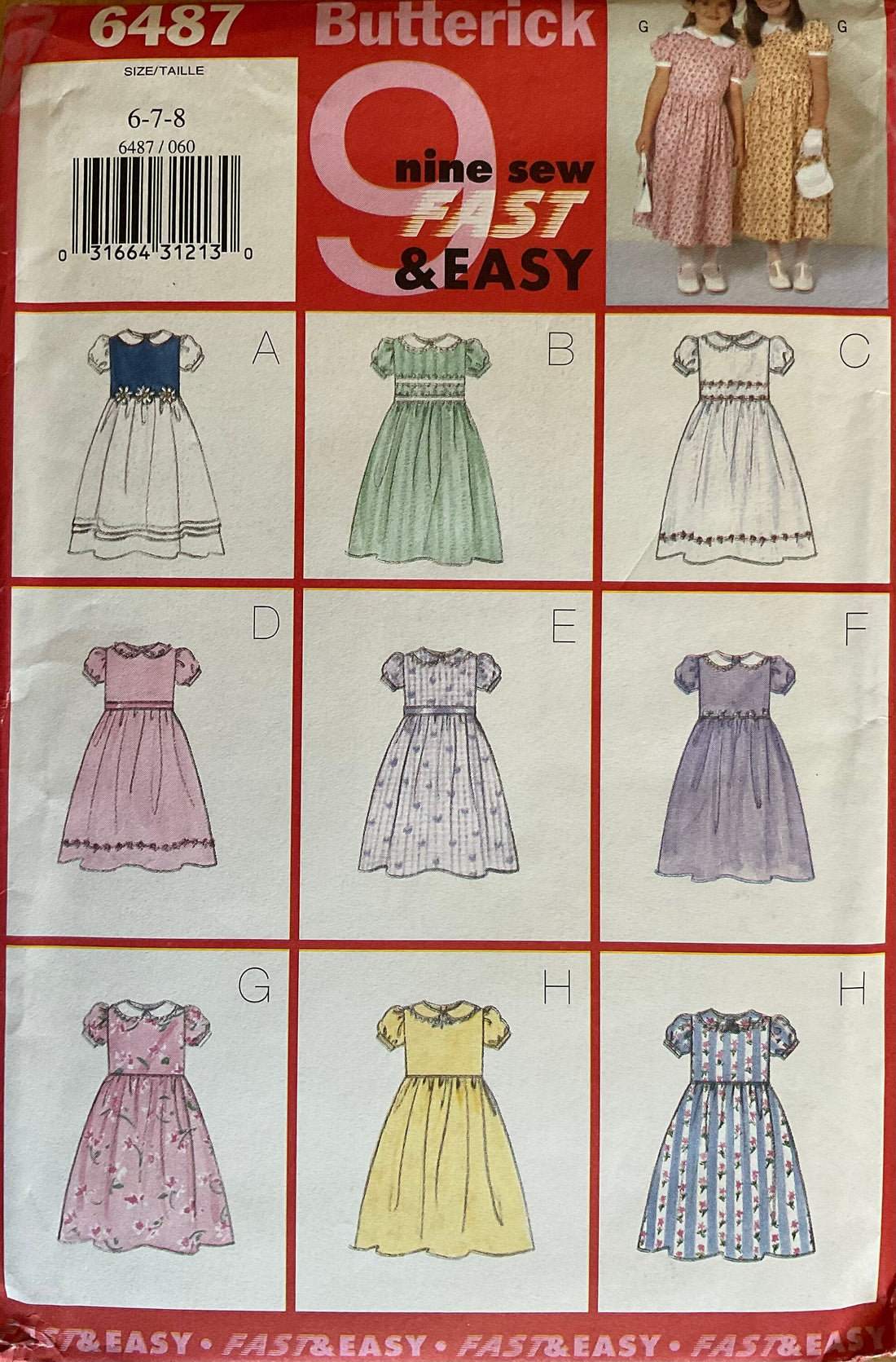 Butterick 6487 Sewing Pattern (Vintage) UNCUT