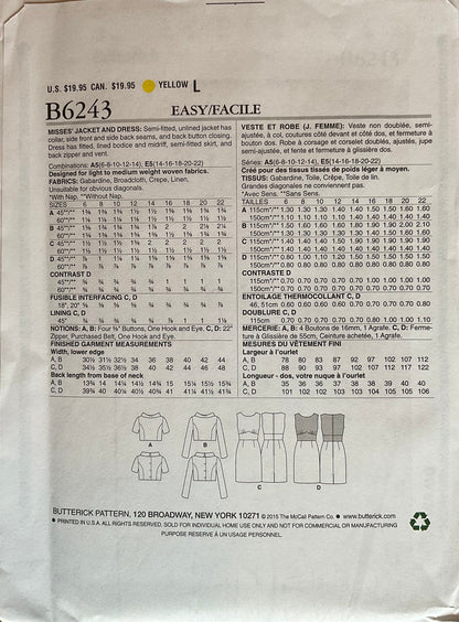 Butterick 6243 Sewing Pattern (Vintage) UNCUT