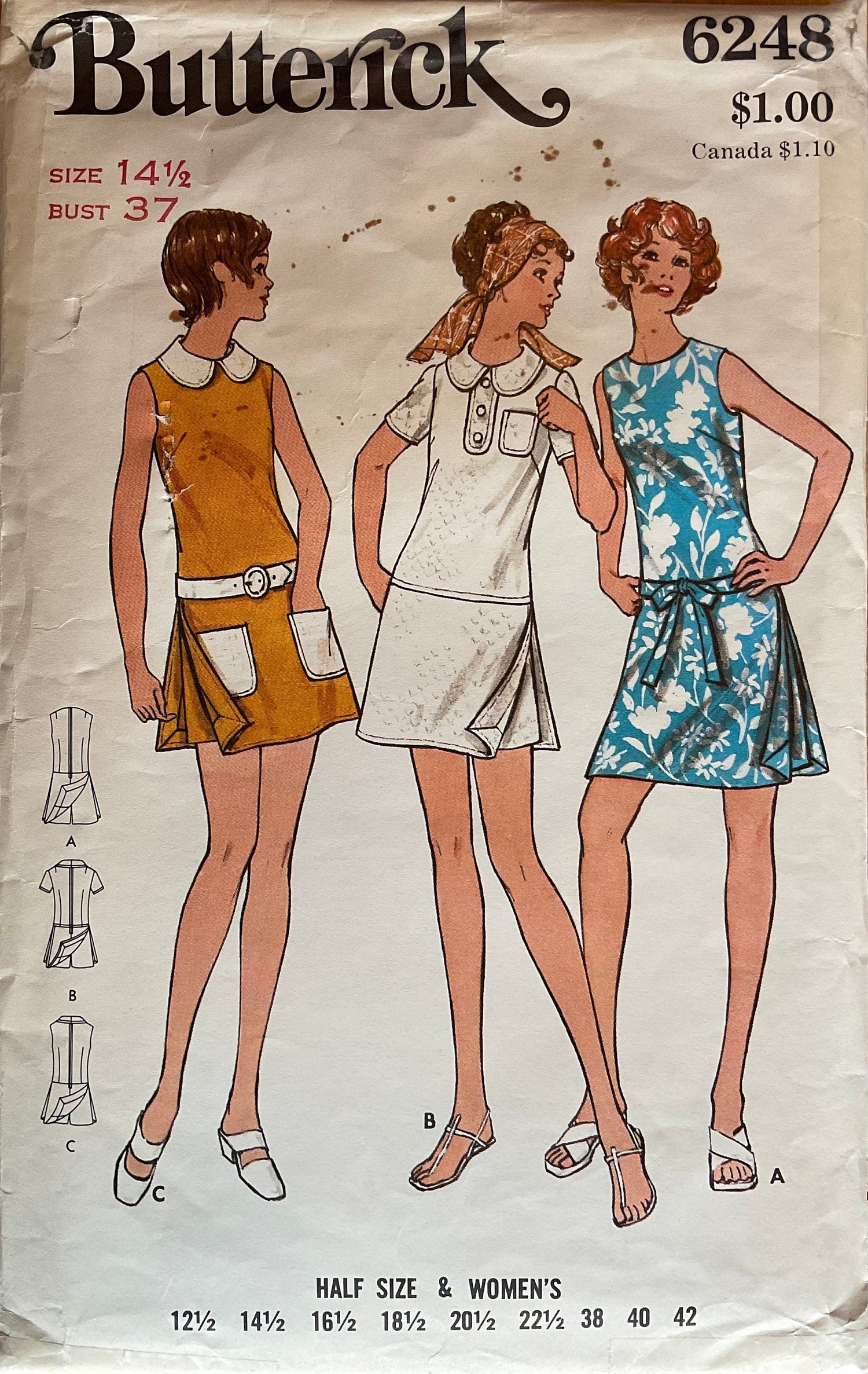 Butterick 6248 Sewing Pattern (Vintage) CUT