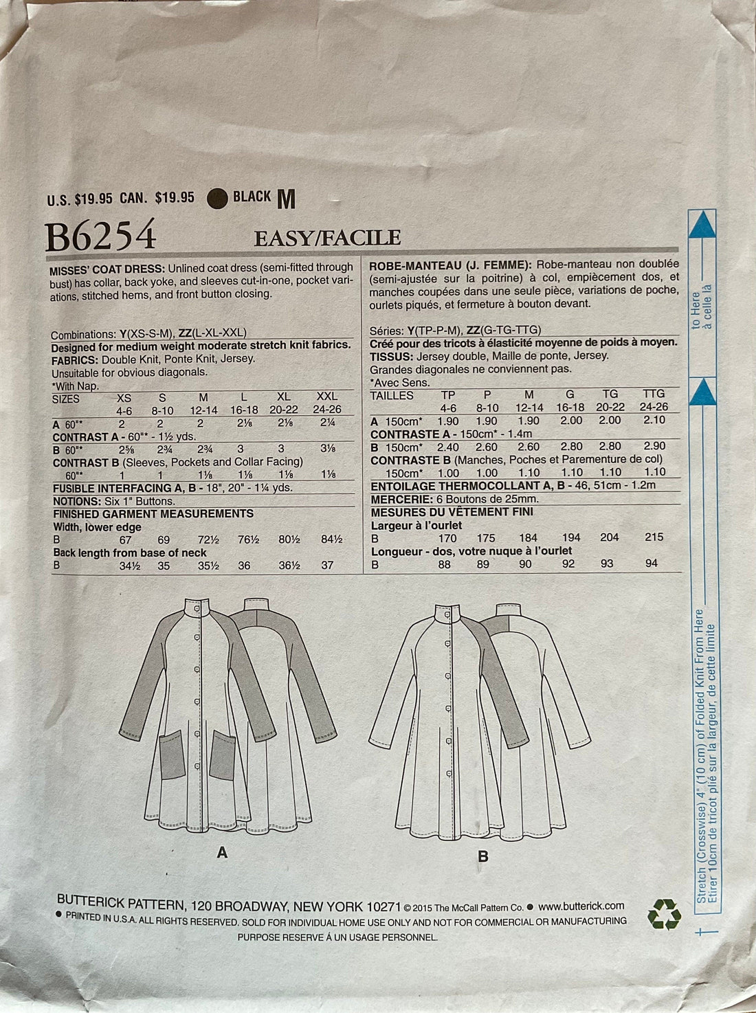 Butterick 6254 Sewing Pattern (Vintage) UNCUT