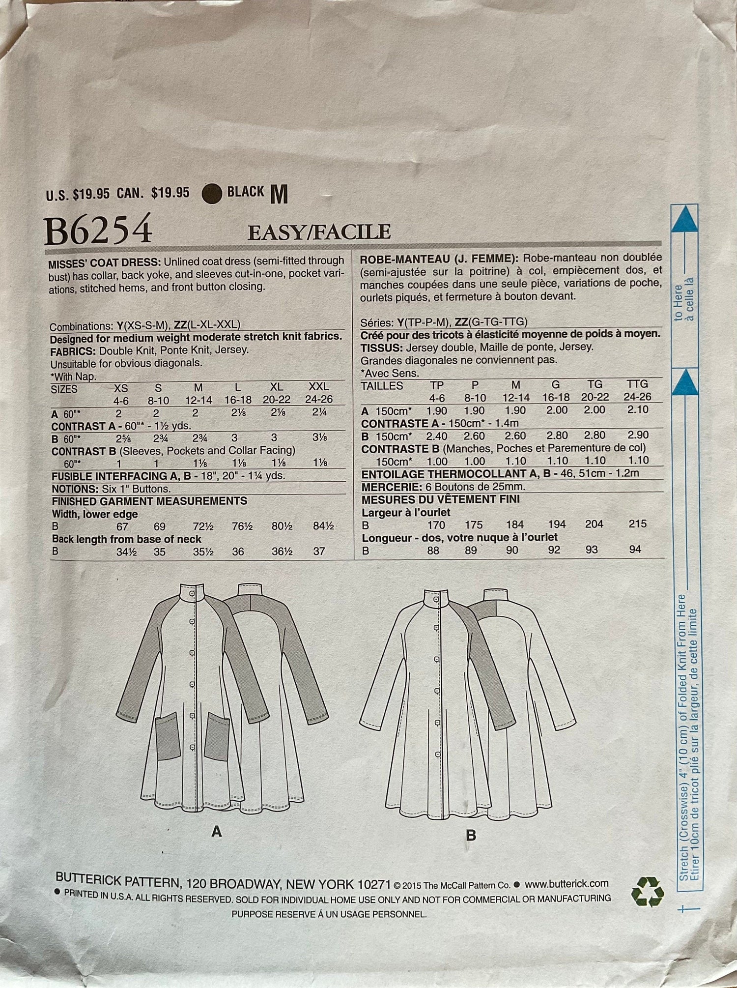 Butterick 6254 Sewing Pattern (Vintage) UNCUT