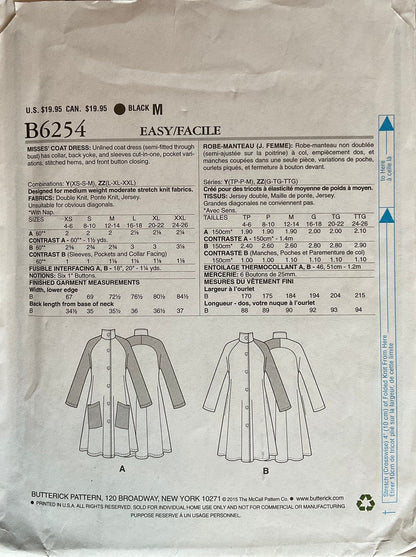 Butterick 6254 Sewing Pattern (Vintage) UNCUT
