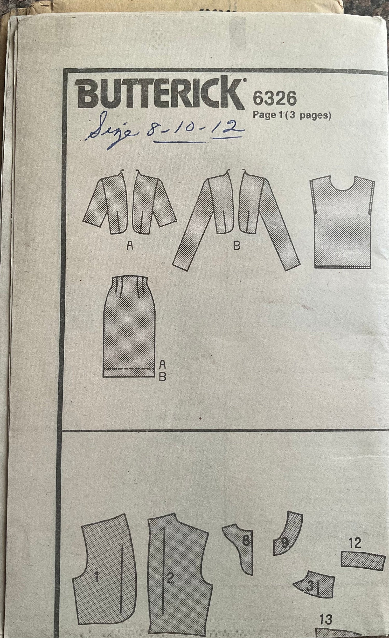 Butterick 6326 Sewing Pattern (Vintage) UNCUT
