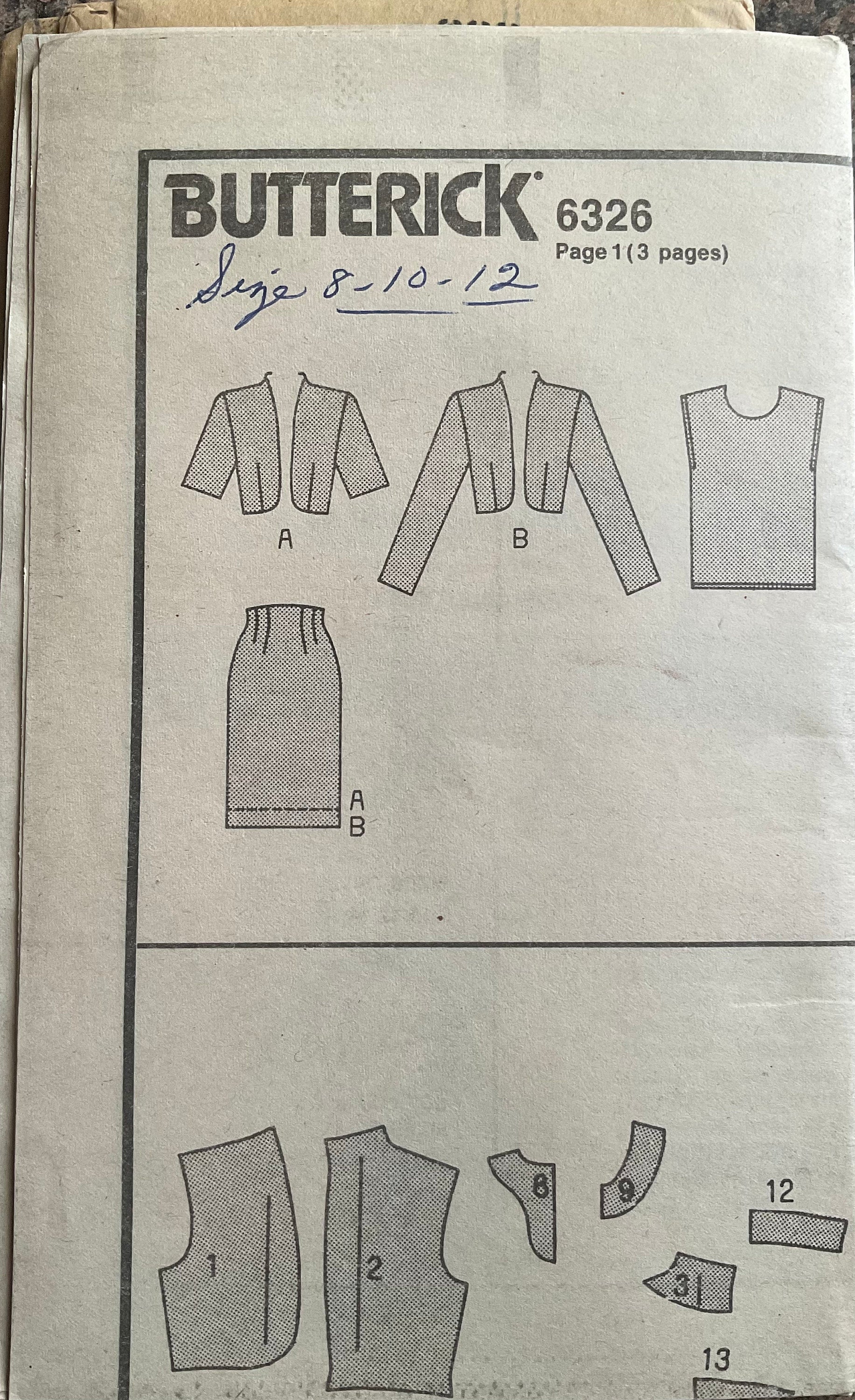 Butterick 6326 Sewing Pattern (Vintage) UNCUT