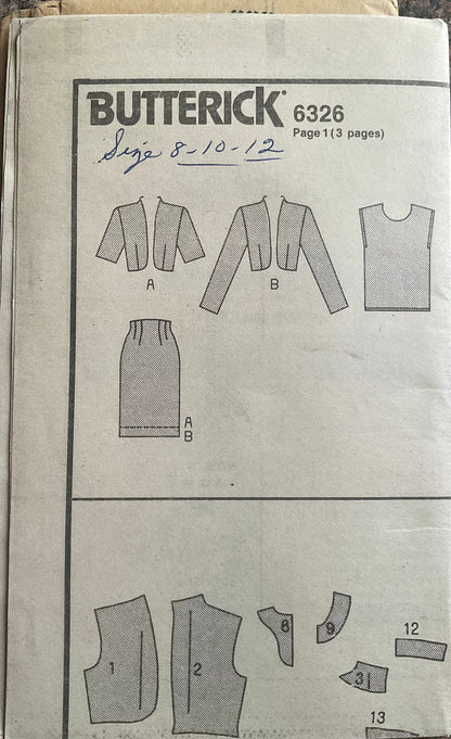 Butterick 6326 Sewing Pattern (Vintage) UNCUT
